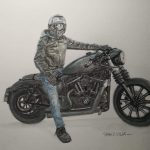 Harley Davidson acuarela